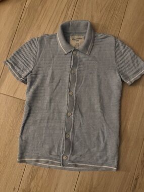 abercrombie kids light blue knit polo button-front